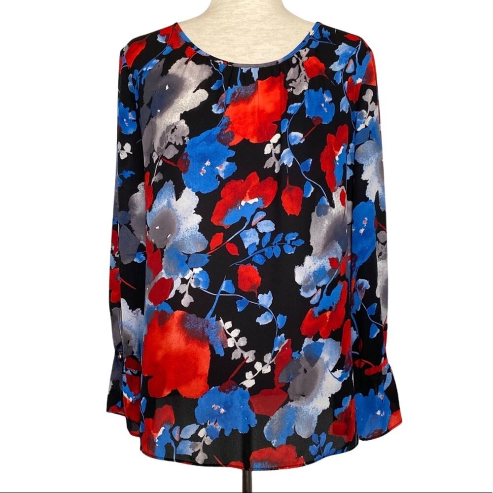THE LIMITED Floral Blouse Bright Multicolor Size Large Business Casual